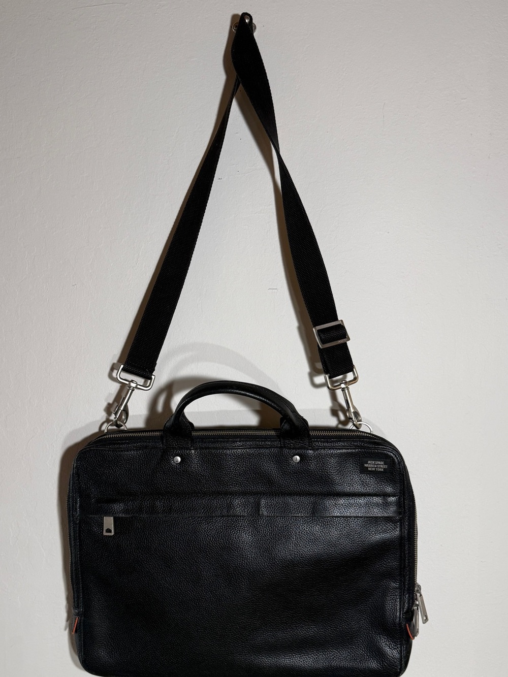 Jack Spade Warren Street Black Leather Briefcase Laptop Bag